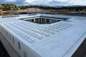 Frames for the solar panels on the roof