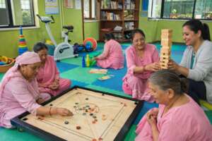 Imaginative elderly care playroom