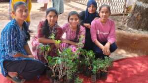 Students in Hyderabad Academy with native flora