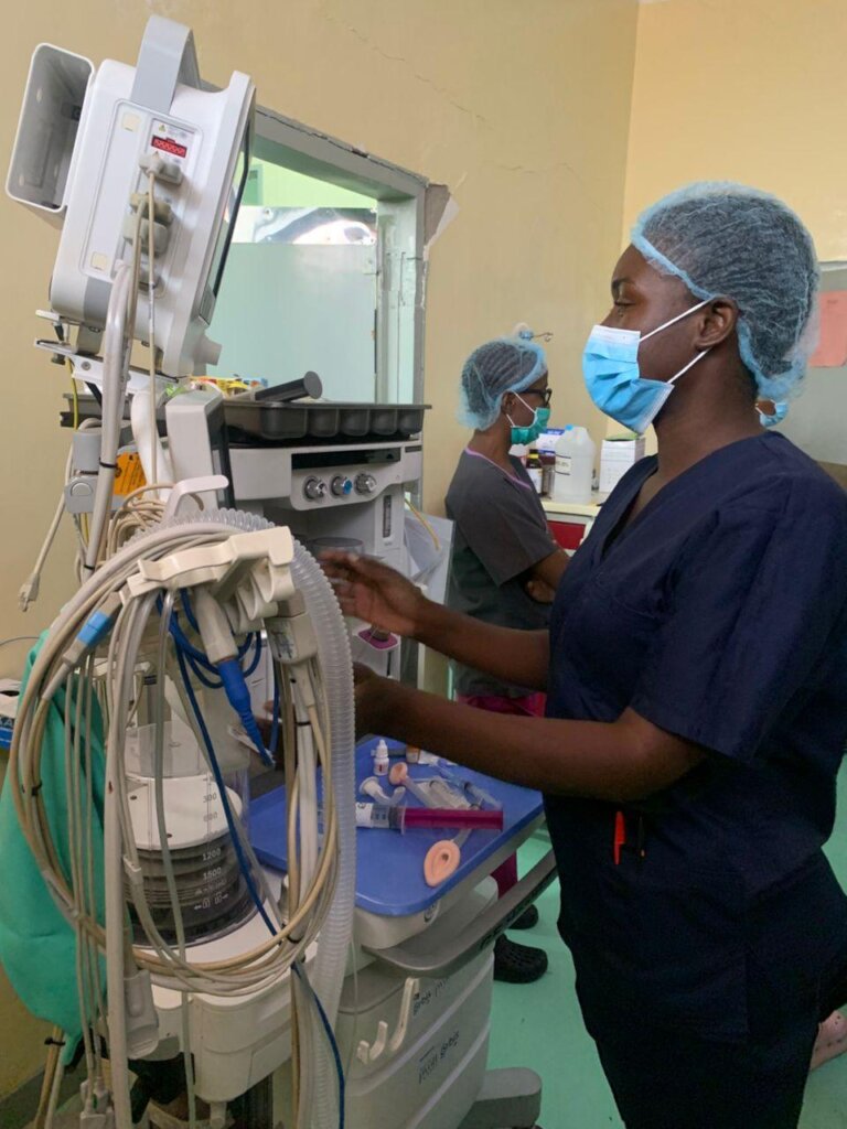 Evelyn in action: preparing for patient care