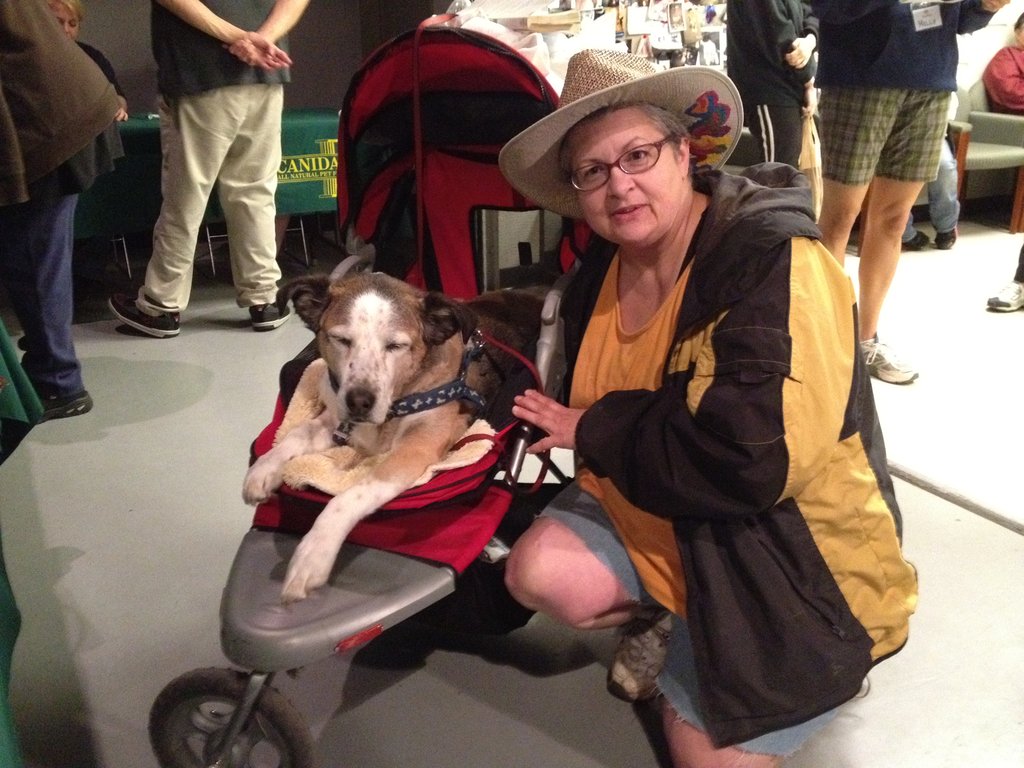 Teresa and her 14 year-old hound dog Sophia