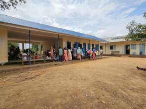 Patients waiting in line at Gorom health clinic