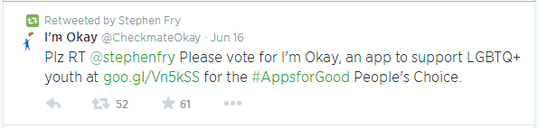 Stephen Fry Supported The I'm Okay App On Twitter