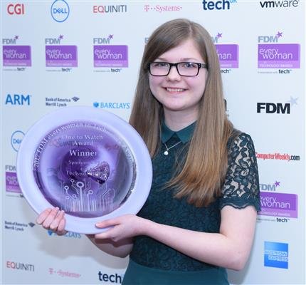 Ellora accepts an FDM Women In Tech award