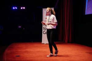 Katie presents at the Apps for Good Awards