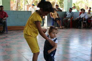 Child at town hall meeting