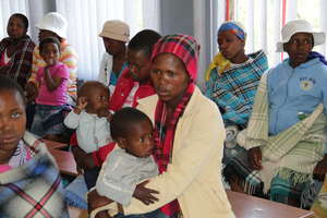 Women wait for services at Lesotho clinic