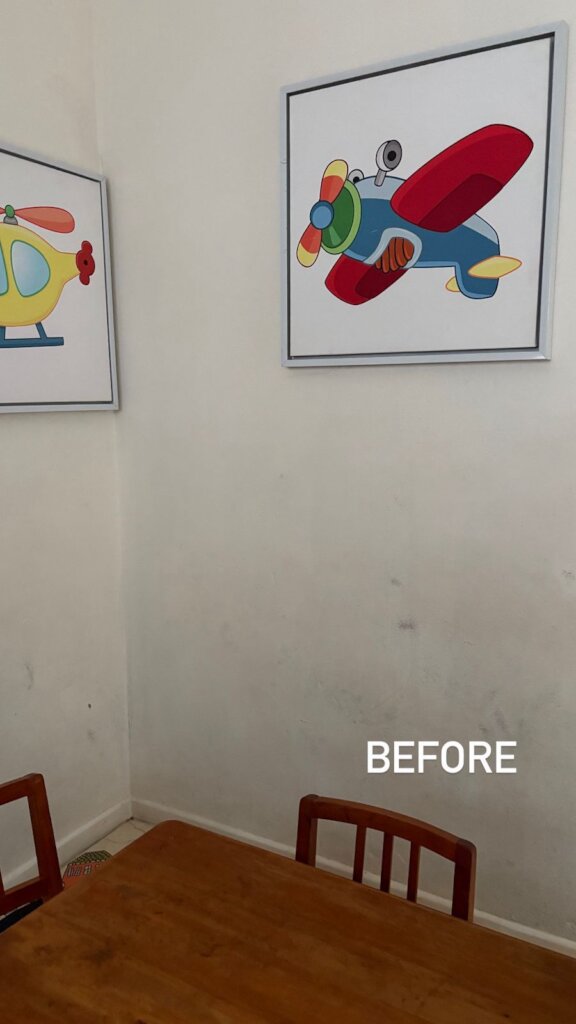 A before photo of one of the walls