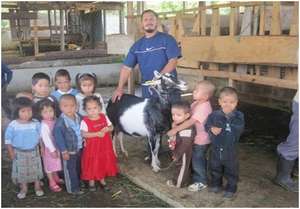 Children with Elmer and one of the goats