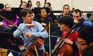 Mihai Marica coaches the cello section at MYS