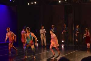 BodyVox dancers with Akropolis Reed Quintet