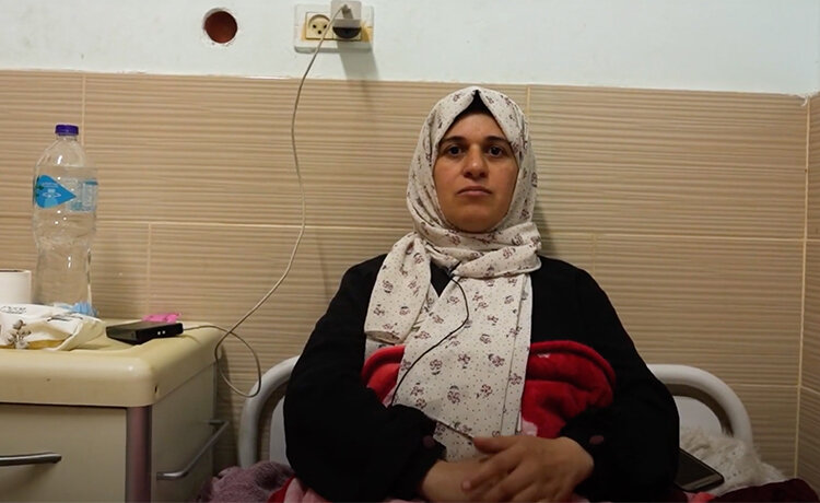 Suhad moments before giving birth