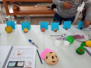Using fruits to illustrate portion sizes.