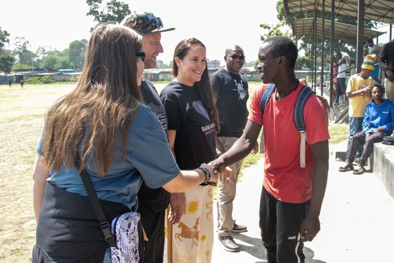 Sarah with family at Rafiki Mtaani