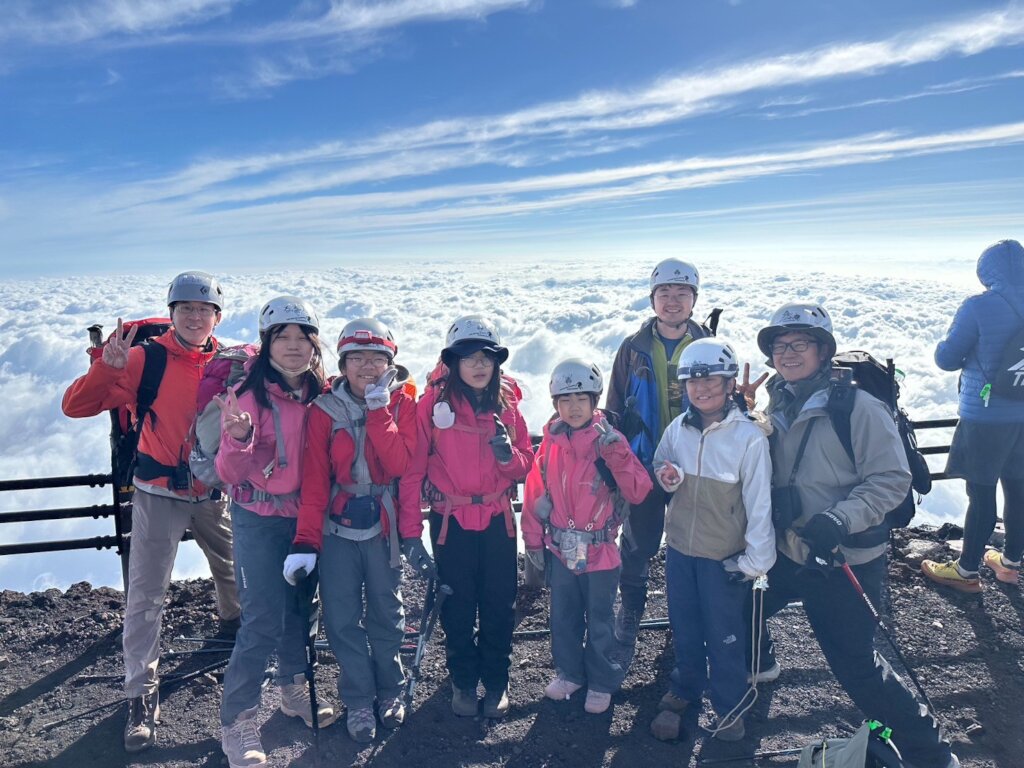 Five girls reach the summit of Mount Fuji