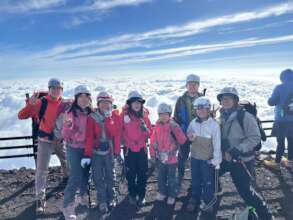 Five girls reach the summit of Mount Fuji