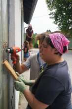 International volunteers helping