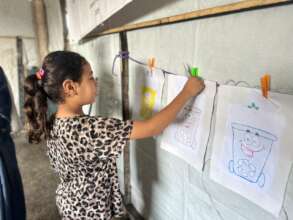 Children use drawings to learn about hygiene