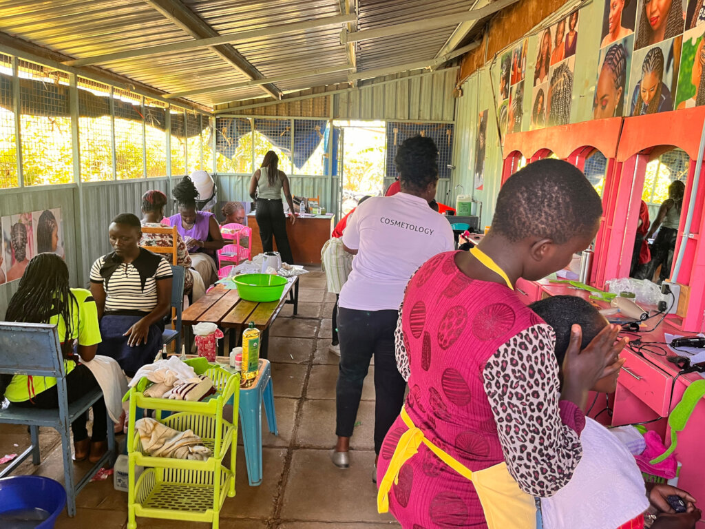 Cosmetology Students during a practical session