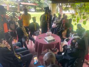 Cutting the graduation cake