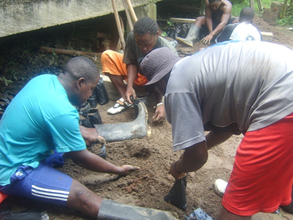 Filling the bags for the seeds