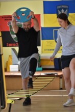 Dmytro works on balance and core stability