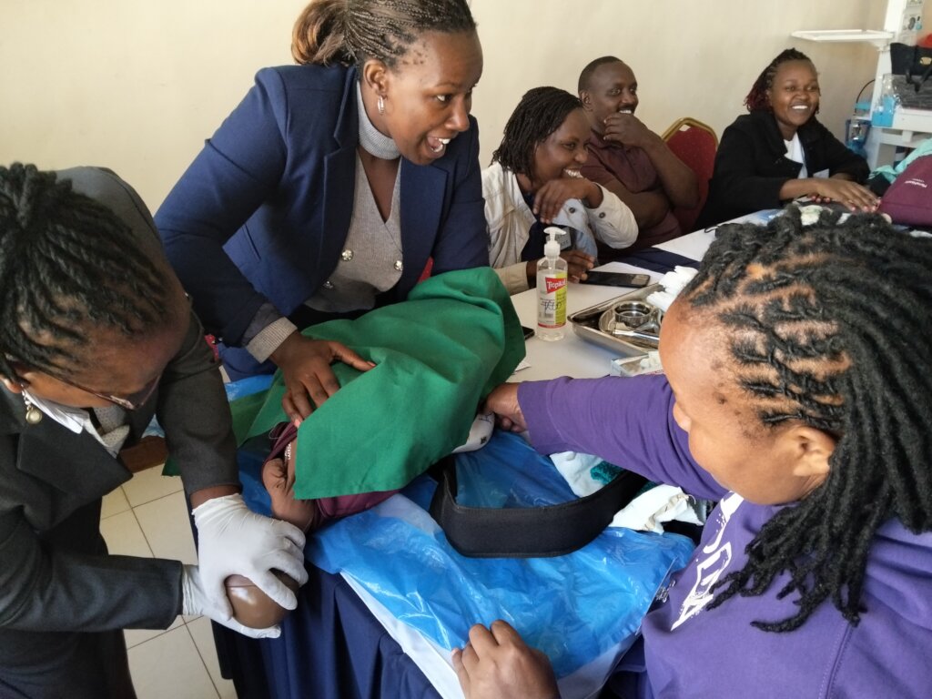 Delivery demonstration during EONC training