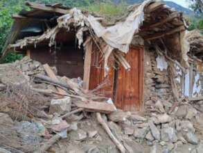 Collapsed sun-dried brick house