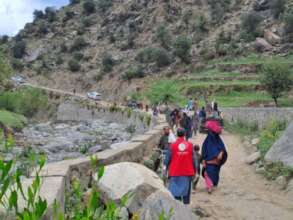 The mountain road leading to the disaster area