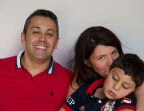 Emanuele and his mom and dad at their appointment