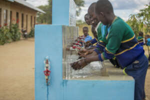 Students using one of the newly completed facility