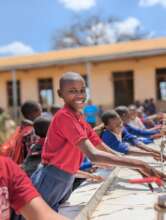 Student wash hand in newly built station