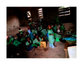 A temporary class space in the IDP camp.