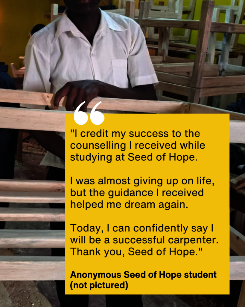 Anonymous Seed of Hope student quote