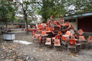 A flood-damaged school in Huehuetla