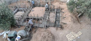 Foundation filled w rubble, cement binder