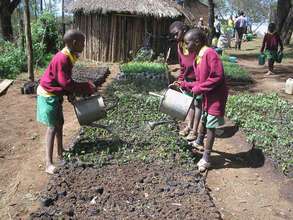 students tend to their garden
