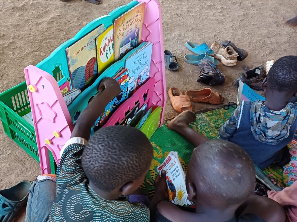 Choosing books at the mobile library