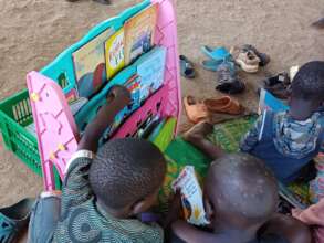 Choosing books at the mobile library