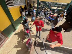 FRF fueling motorcycles at Petersfield Highschool.