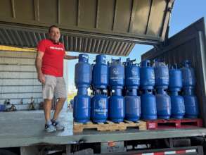 FRF Founder, Ted Honcharik with our propane tanks.