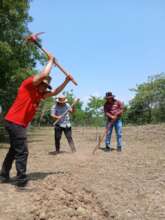 Teachers practicing how to create a garden