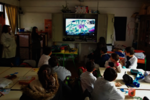 School watching Challenge videos and trainings