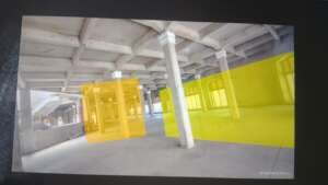 Mock up of mobile canvas for traveling exhibition