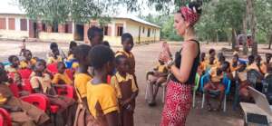 Education on menstrual hygiene by our volunteer