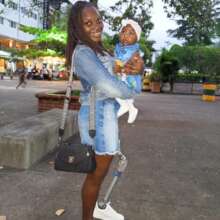 Lina and her baby daughter walking toward a future