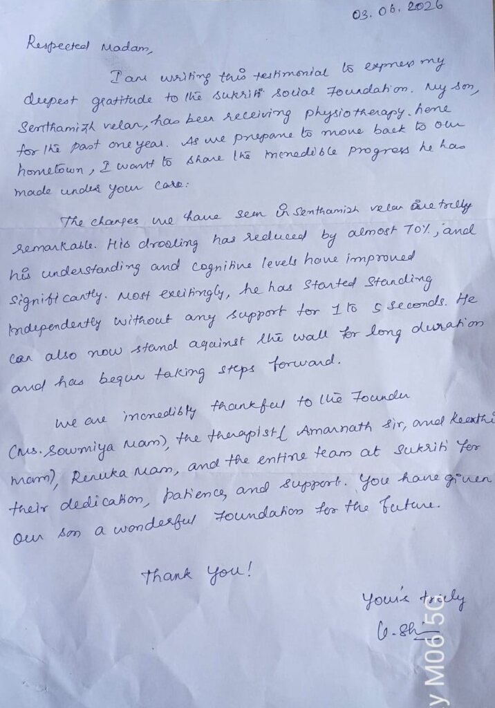 Testimonial from Velan's Mother
