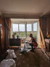 Volunteer at Work After Massive Russian Attack