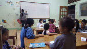 Students of all ages preparing for class