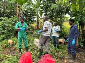 Dr Allan and volunteers collecting samples